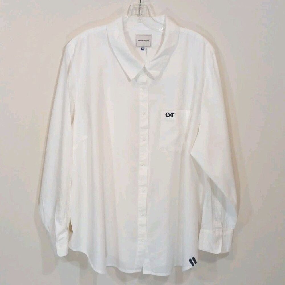 Court & Rowe Ivory Long Sleeve Button-Up Shirt Cotton Modal Size 3X - Picture 3 of 10